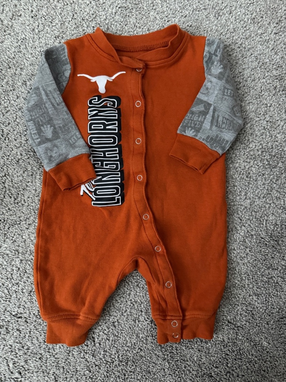 Texas Infant One-Piece Romper - Burnt Orange & Gray